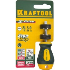 Отвертка KRAFTOOL Х-Drive, CrMo, двухкомпонентная рукоятка, SL5 x 38