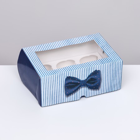 Packaging for 6 cupcakes with a window, "real man", 25 x 17 x 10 cm-1