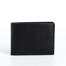 Male purse without fastening, department for cards, coins, black color