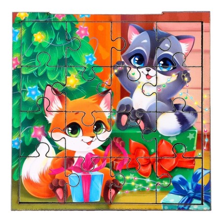 New Year's wooden puzzle "New Year! Fun party"-1