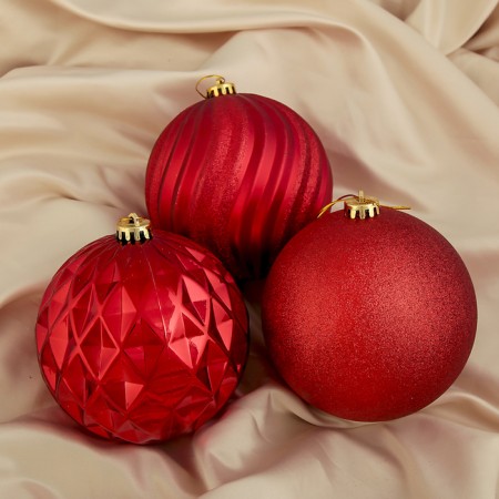 Set of balls plastic D-15 cm, 3 pcs "Assorted" red