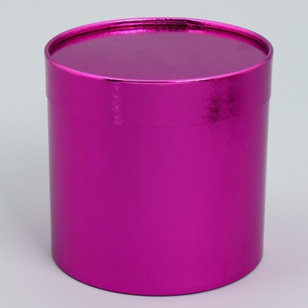 A set of boxes 2 in 1 round, gift packaging, “Present”, pink metallic, 12 x 12, 15 x 15 cm-5