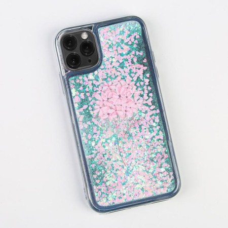 IPhone 11 Pro phone case with sparkles inside Flower