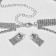 Set 2 objects: earrings, chocker "ice" 4 rows, white color in silver, 44.5 cm