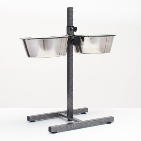 Adjustable stand with 2 bowls of 4 liters, height stands 40 cm-2
