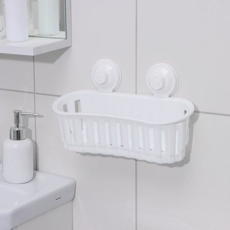Shelf for bathrooms on vacuummic suction cups, 30 × 11 × 9 cm, white color