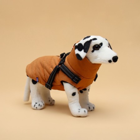 Jacket for dogs with a harness, size p 2xl (ds 45 cm, osh 40 cm, og 58 cm), mustard