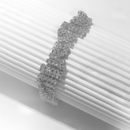 Bracelet with rhinestones "Bright" square, white color in silver, 18 size-2