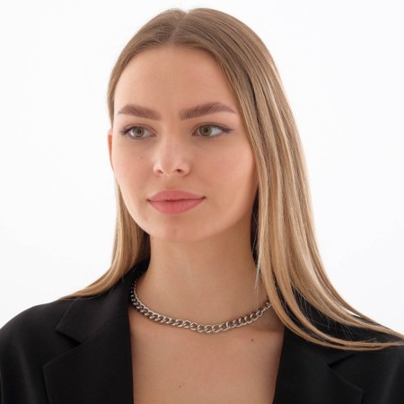 The necklace "volumetric chain" is small, the color is silver, 50 cm-2