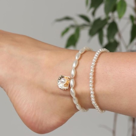 Bracelet on the leg "Pearl on the shell" Color gold, l = 10.5 cm-2
