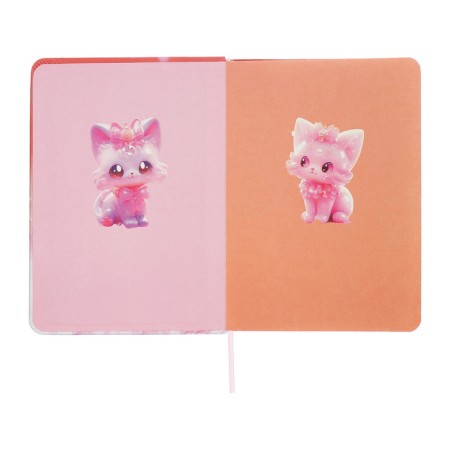 Notebook Gift Book 96l, line, colored cut, PVC Cat cover 3D (17.7x12.4cm)-6