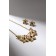 Set 2 objects: earrings, necklace "flowers" trio, milk color in gold, 45 cm