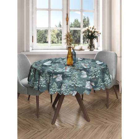 The tablecloth “Bunny in a winter fairy tale”, round, Saten, D = 150 cm-2