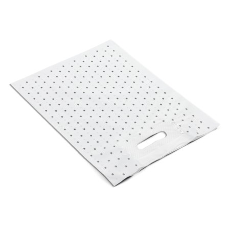 Polyethylene package with a cut with a reinforced handle, black "peas" 30 x 40 cm, 50 μm-1