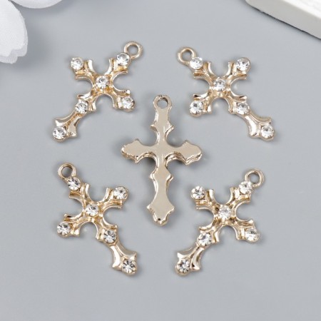 Decor for creativity Metal "Cross" gold, rhinestones 2.5x1.7 cm-2
