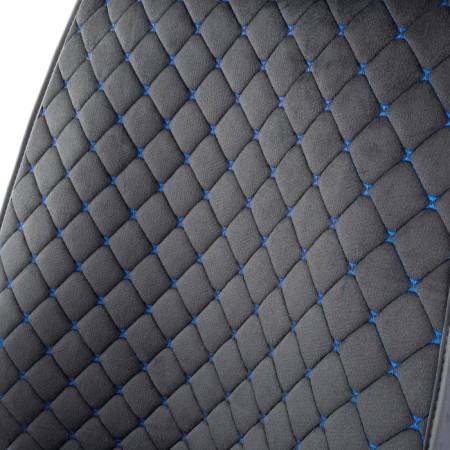 Frame caps for the front seats Car Performance, 2 pcs, alcantara, rhombus, black and blue-6