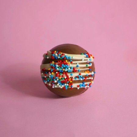Chocolate bomb "Love is", pink, in a glass, 35 g-1