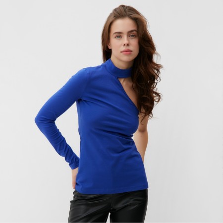 Women's longing on one shoulder Minaku: Basic Line Blue Blue, size 40-2