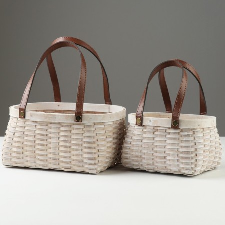 Set of wicker baskets, 23x19x11/25 cm, 18x14.5x10/21 cm, 2 pcs, white, sequoia