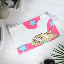Cosmetic bag with zip-gl, transparent/pink color