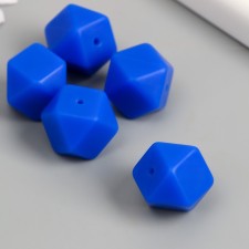 Бусина силикон "Многогранник" сапфир d=1,7 см