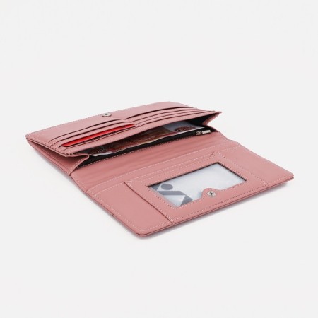 Women's wallet on the button, pink color-3