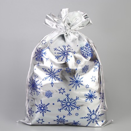 Gift bag of Santa Claus "Snowflakes", silver, 60 x 40cm-1