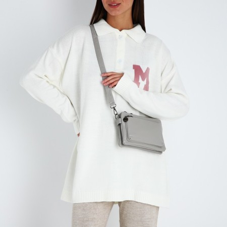 Bag Cross-Bodi with a zipper, gray color-6