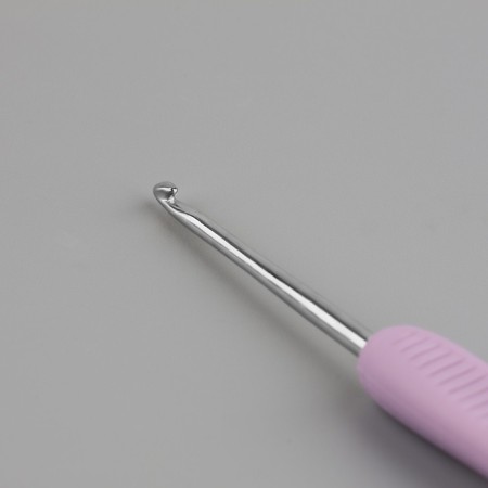 Knitting hook, bilateral, with silicone handle, d = 1.5/2 mm, 13.5 cm, lilac color-4