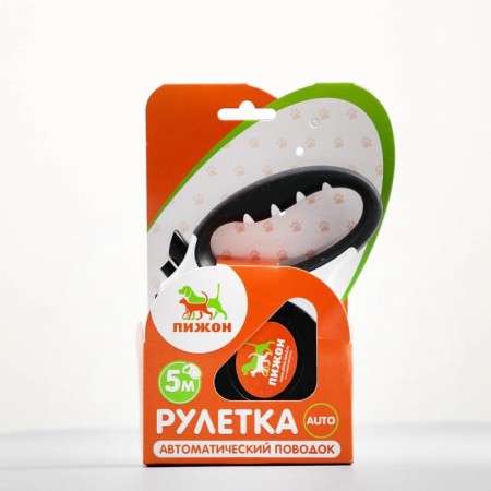 Roulette "Piggon" with a flashlight, rubberized pen, 5 m, up to 35 kg, black and white-5