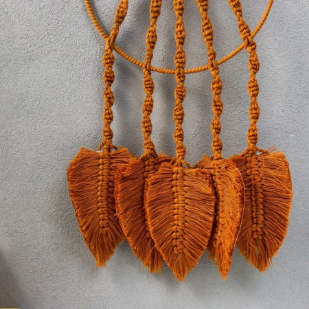 Dreaming Catcher using the Macrame "Leaflets" Burn sugar 55x25 cm-2