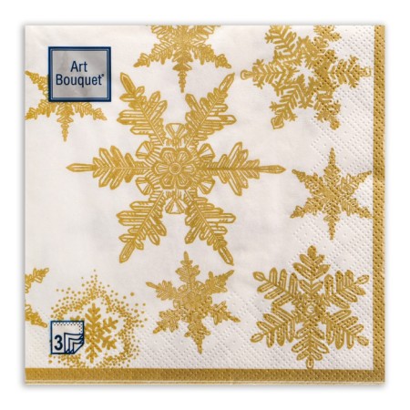 New Year's napkins paper art bouquet “Snowfall. gold ", 3 layers, 33x33 cm, 20 pcs-1