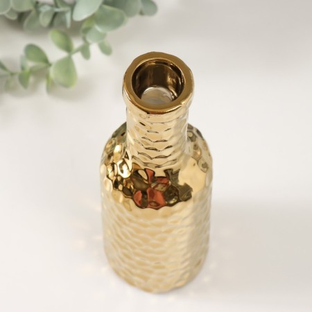 Ceramics candlestick per 1 candle "bottle" d = 1.5 cm gold 6x6x20 cm-2