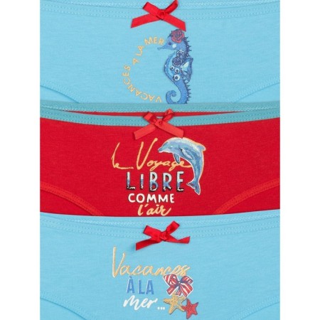 Panties for girls, height 92 cm, azure color, coral, azure, 3 pcs-1
