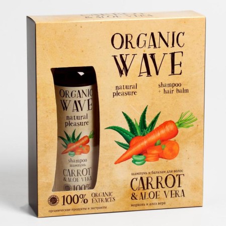 Gift set of Carrot & Aloe Vera: Shampoo, 250 ml + hair balm, 250 ml
