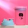 Sports shaker “I work on schedule”, pink-blue, with a bowl for protein, 500 ml