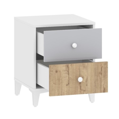 Bedside table, 446x452x562, oak bunratti/gray/white-1