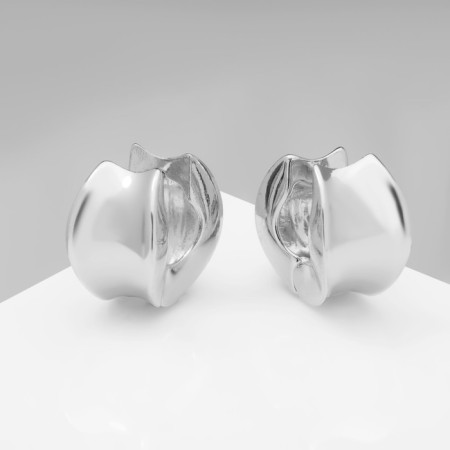 Earrings Metal "Accord" Circle Circle, Silver Color