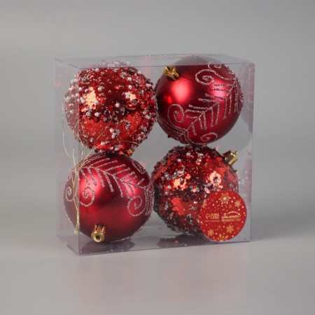 Set of balls plastic D-8 cm, 4 pcs "Gareth" red-2