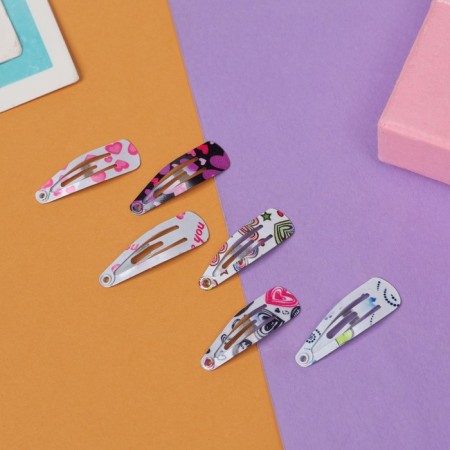 Invisibility for hair "Baby" (set 12 pcs) hearts, 3 cm, mix