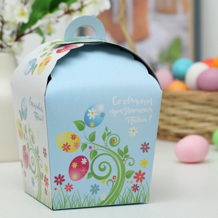 Easter box "Happy Easter!", Easter eggs on a twig, 17 x 17 x 26 cm