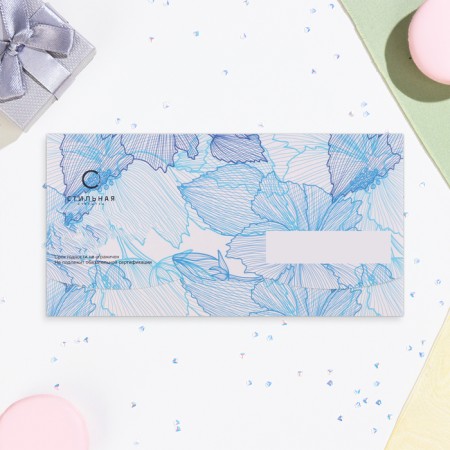 Money envelope "Happy Birthday!" blue flowers, 17 x 9 cm-2