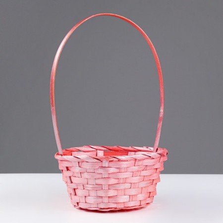 Wicker basket 19x19/32 cm, coral, bamboo