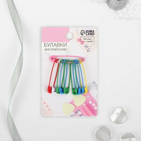 English pins, 31 mm, 10 pcs, colorful color-3