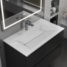 Sink uperwood Next 80 cm, half -around, rectangular, white