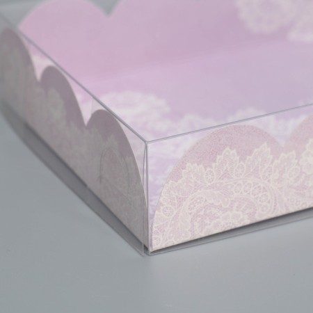 Cookie box, confectionery packaging with PVC lid, “made with love”, 21 x 10.5 x 3 cm-2