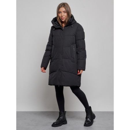Coat insulated winter female, size 48, black color-2