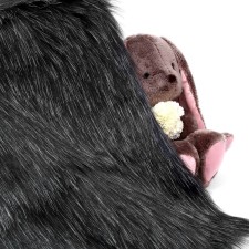 Loskothic flap, 50 × 50 cm, long-legged fur on a knitted basis, the color of the melange dark gray
