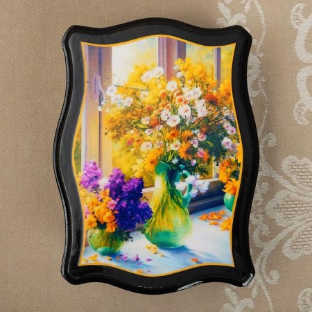 Casket "Flowers", 12 × 16 cm, lacquer miniature mix-8