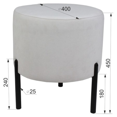 Pouffer "Charlie 3", 400 × 400 × 450 mm, Galaxi velor 01, Milk color-1